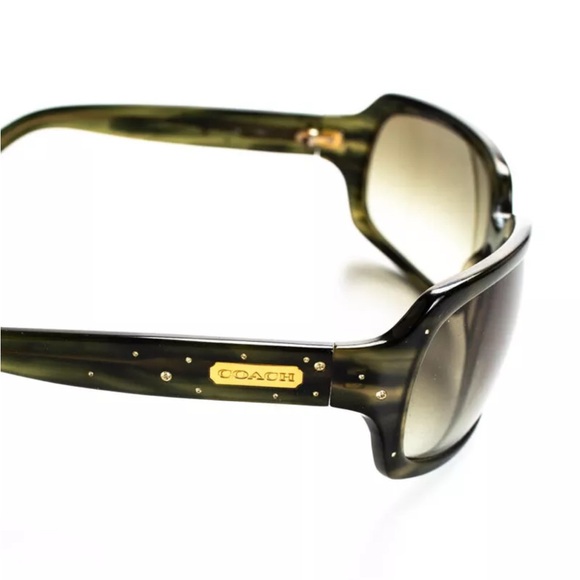 Coach Dark Green and Gold Samantha Sunglasses Bold Rectangular Design - Picture 3 of 6